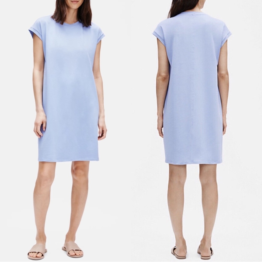 FINAL PRICE NEW NWT Eileen Fisher Traceable Cotton Stretch Crew Neck Dress